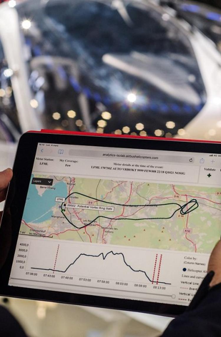Airbus’ HFDM analytics service on a tablet.