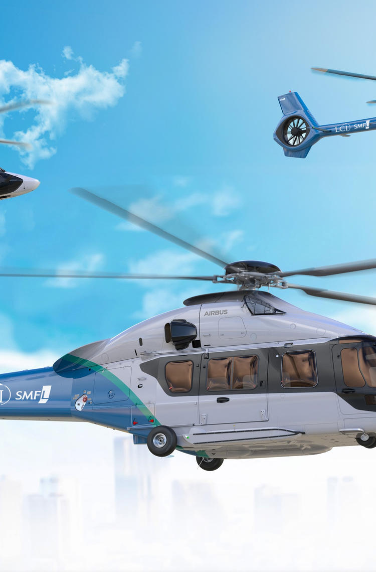 Digital rendering of Airbus helicopters with LCI color scheme