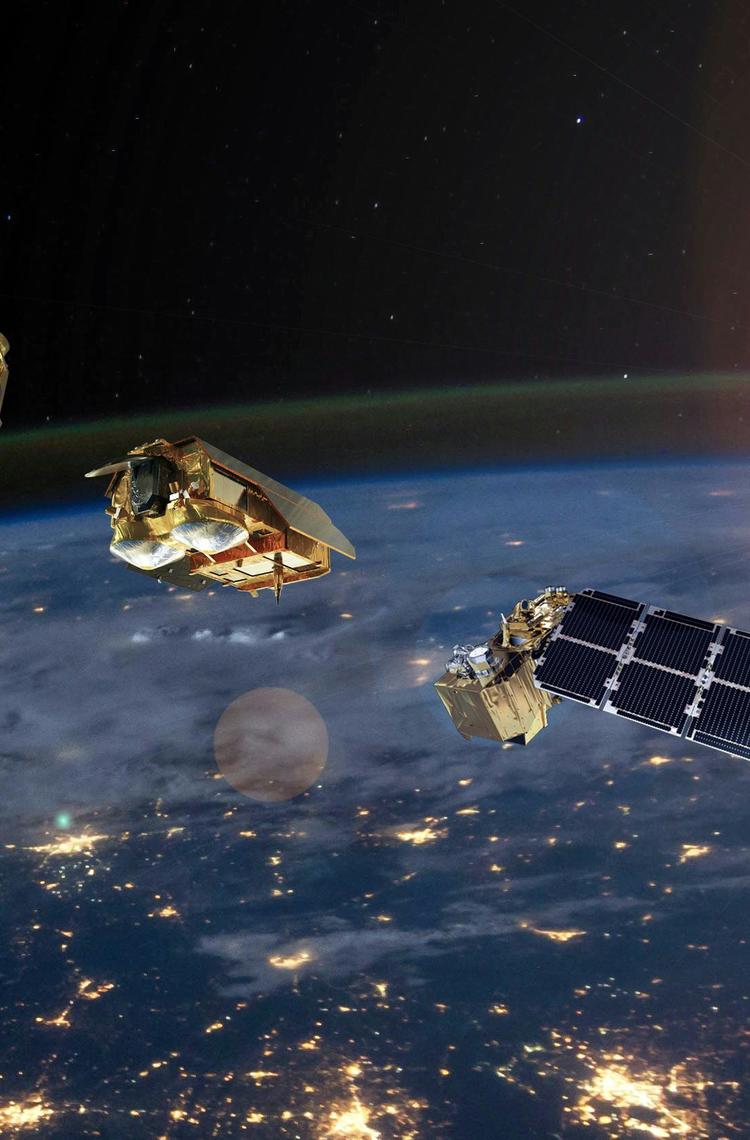 Space header - satellites orbiting the earth Space header - satellites orbiting the earth