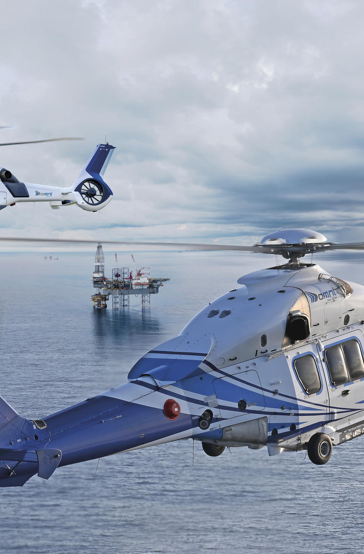 Rendering of Airbus H160 and Airbus H175 in flight