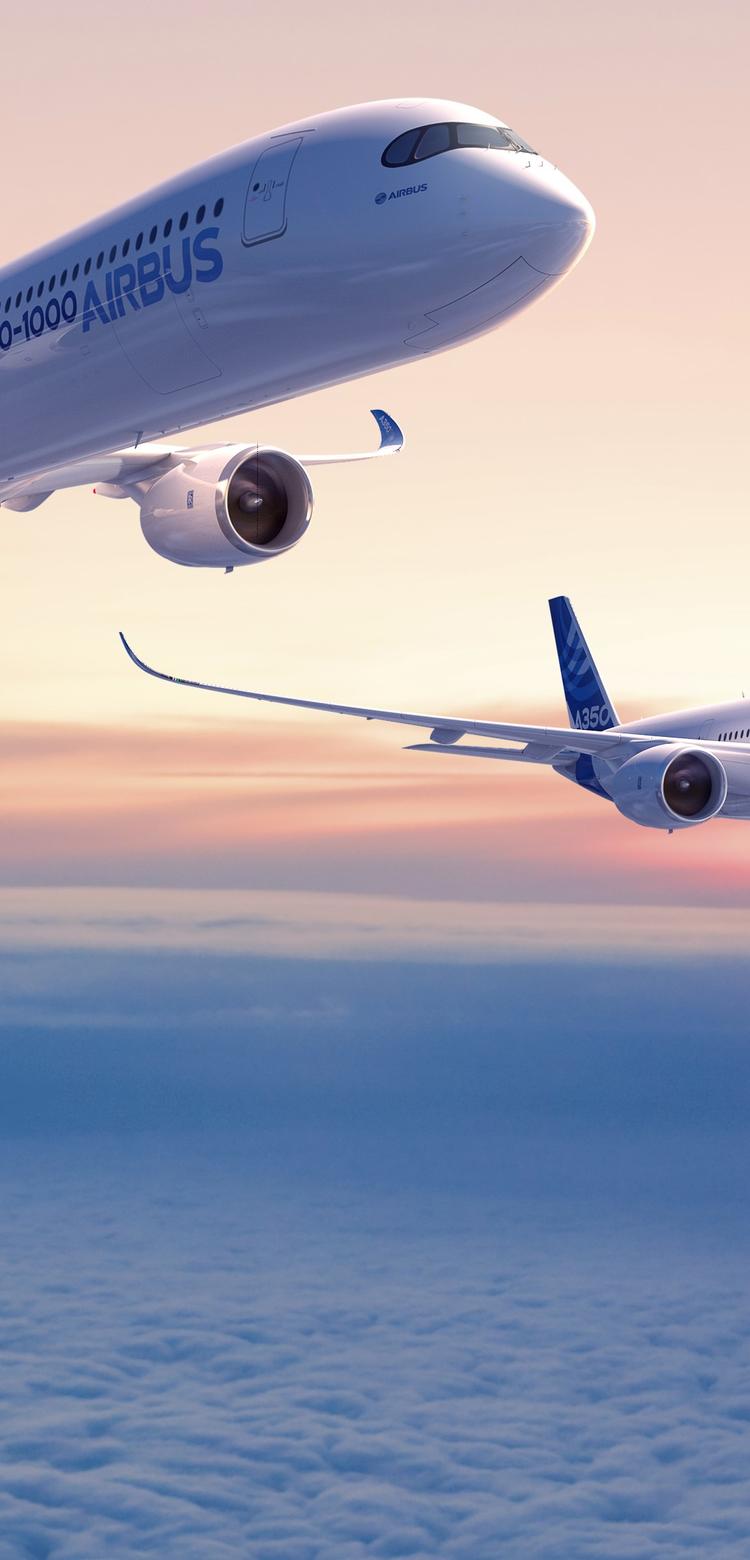 A350-900 and A350-100 in flight