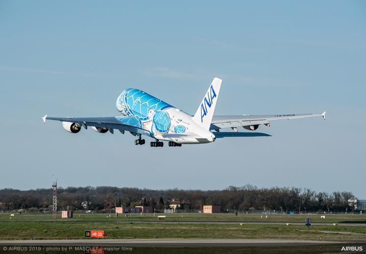 All Nippon Airways A380_ delivery flight take-off from Toulouse