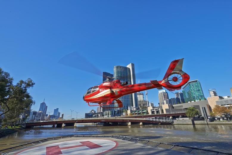 Airbus helicopter in flight in Australia
