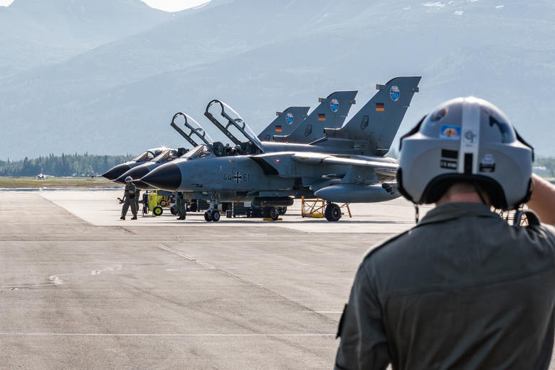 Eurofighters displayed in Alaska during a training session