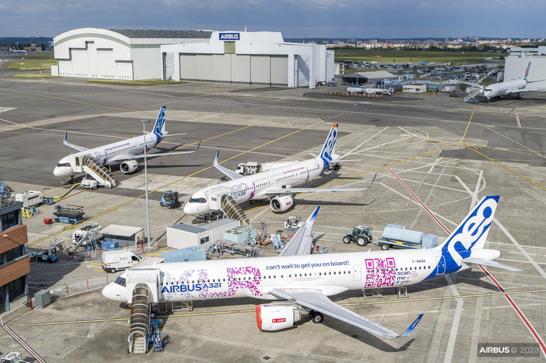 A321XLR flight-test aircraft parked at M81