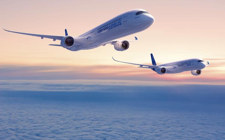 A350-900 and A350-100 in flight