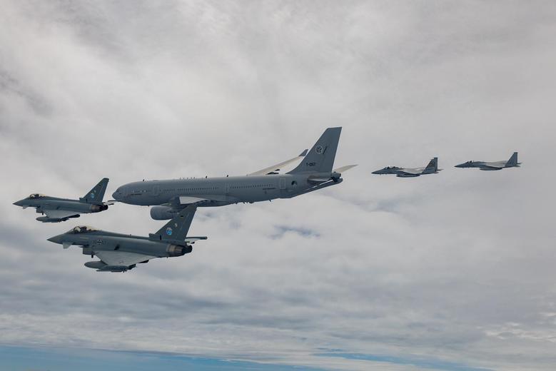 During Pacific Skies the MMU's A330 MRTT fleet conducted air-to-air refuelling with international receivers and worked with multi-domain command and control systems. Copyright: Luftwaffe