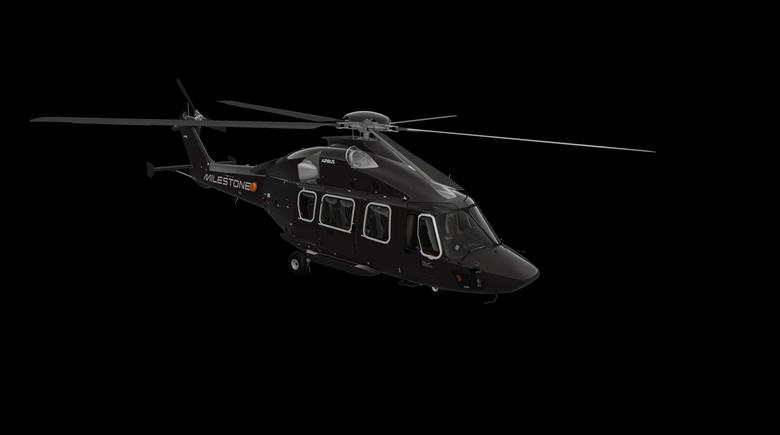 Digital rendering of Airbus H175 with a paint scheme showing Milestone’s new brand