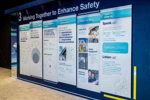 View of the Airbus Safety Promotion Centre Chapter 3 wall installation