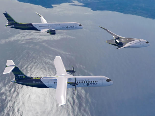 ZEROe concept aircraft formation flight