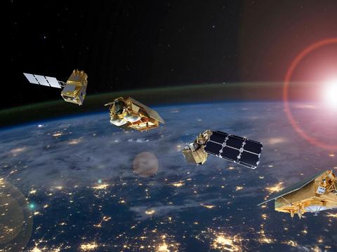 Space header - satellites orbiting the earth Space header - satellites orbiting the earth