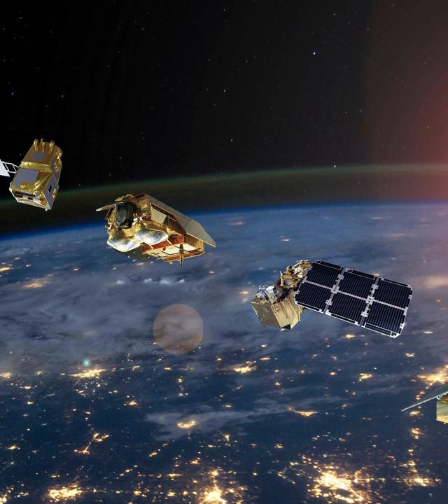 Space header - satellites orbiting the earth Space header - satellites orbiting the earth