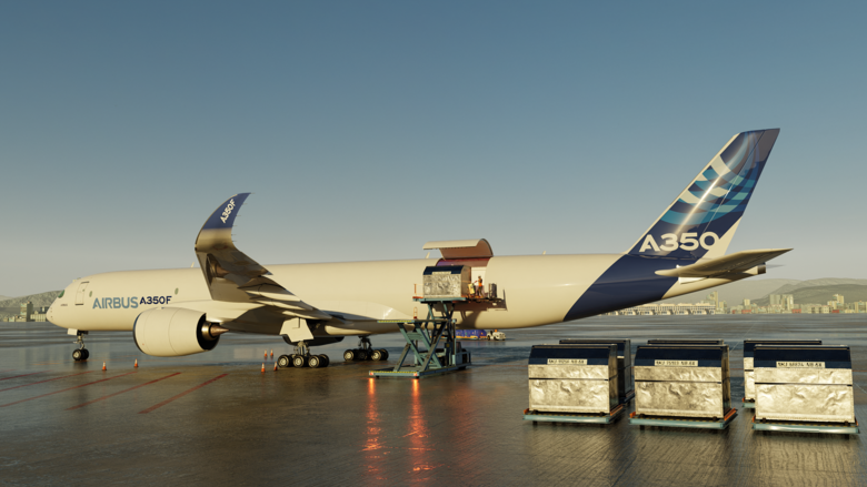 The A350F offers the largest main deck cargo door of all freighter aircraft to ease loading operations